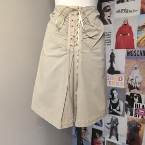 Vintage Lace Up Cache Midi Skirt